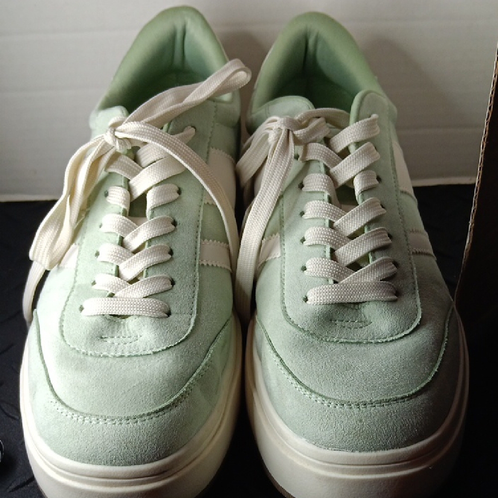 Mint Green Suede Womens Sneakers